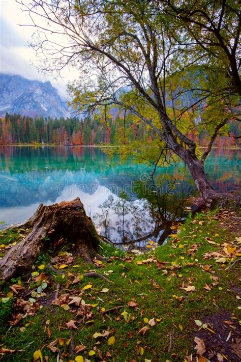 Lake Fusine Lago Di Fusine In North Italy In The Alps Stock Photo