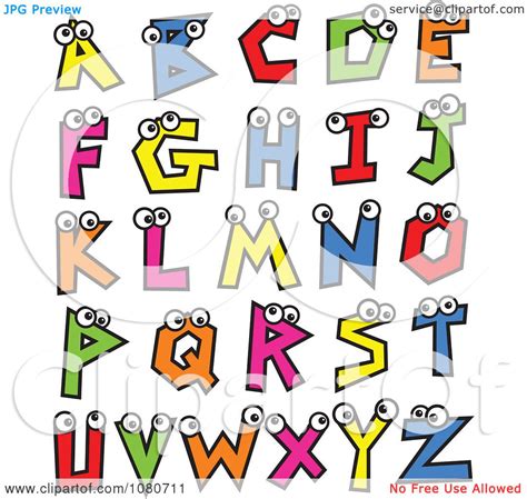 Library of clip art the alphabet png s. Clipart Colorful Alphabet Letters With Eyes - Royalty Free ...
