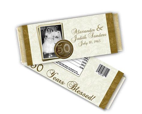 50th Anniversary Party Favors Candy Wrapper Golden Etsy Wedding