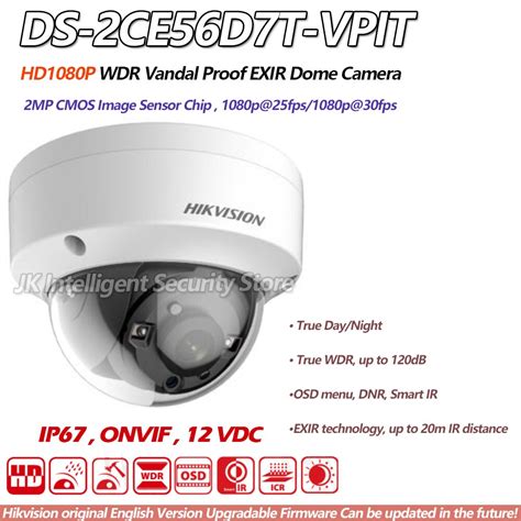 hikvision ds 2ce56d7t vpit 3 6mm hd1080p wdr vandal proof exir dome camera analog hd exir 20m ir