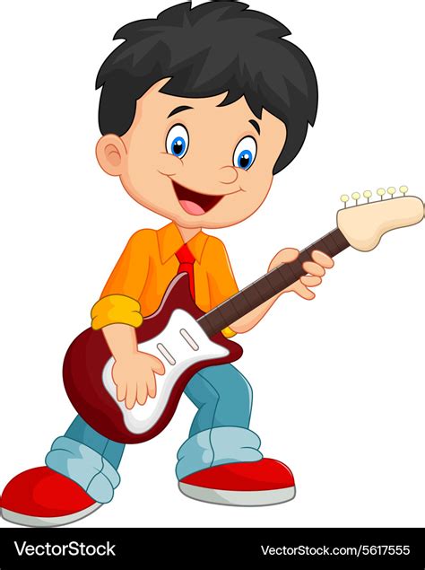 Cartoon Child Play Guitar Royalty Free Vector Image