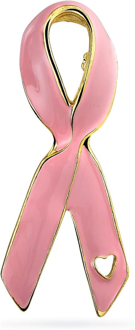 Bling Jewelry Open Heart Enamel Pink Ribbon Breast Cancer Survivor Brooch Pin For