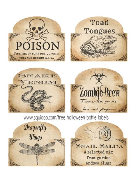 Free Printable Halloween Bottle Labels & Potion Labels | Halloween bottle labels, Halloween ...