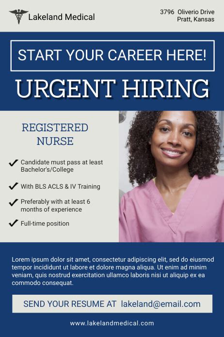 Copy Of Blue Urgent Nurse Job Poster Postermywall