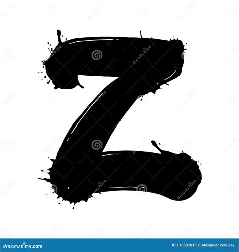 Blot Letter Z Black And White Vector Illustration Stock Vector