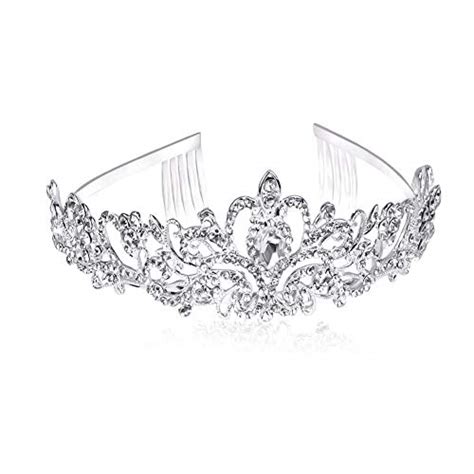 didder silver crystal tiara crown headband princess elegant crown with combs for women girls