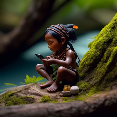 Eds Ash An Indigenous Aeta Person In The Philippines Using A Cellphone While Sitting On A