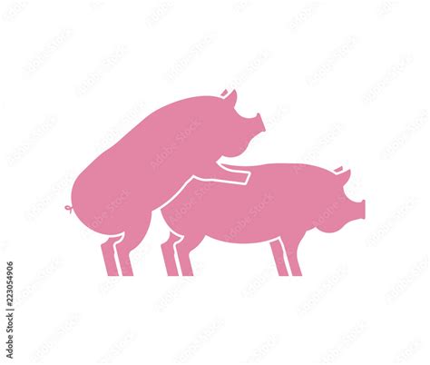 Pig Sex Icon Piggy Intercourse Sign Pigs Isolated Farm Animal