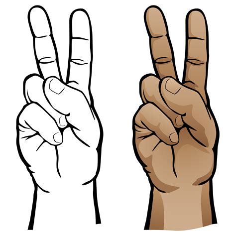Peace Hand Sign Coloring Page Free Clip Art