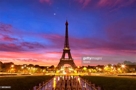 Panoramic View Of The Eiffel Tower At Dawn High Res Stock Photo Getty