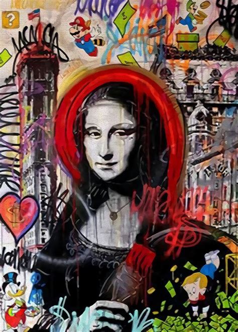 Modern Graffiti Funny Mona Lisa Posters Street Art Graffiti Art