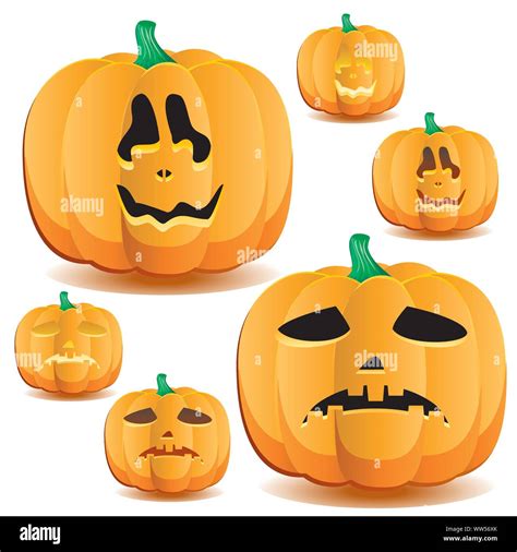 Halloween Pumpkins Set 12 Vector Illustration Stock Vector Image And Art