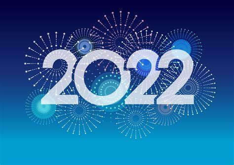 Het Jaar 2022 Logo En Vuurwerk Met Tekstruimte Op Een Blauwe