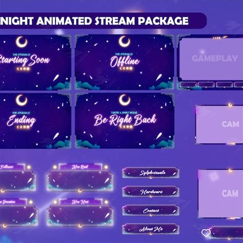 Stream Package Sakura Lofi Purple Twitch Overlay Animated Etsy