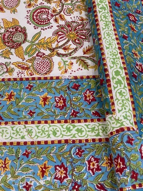 Indian Hand Block Print Bed Sheetdouble Cotton Bed Sheet100 Etsy