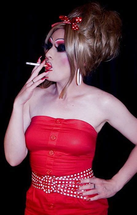 Heavy Hangers Heavy Makeup Sexy Smoking Tranny Drag Queen Crossdressers Gurl Feminism