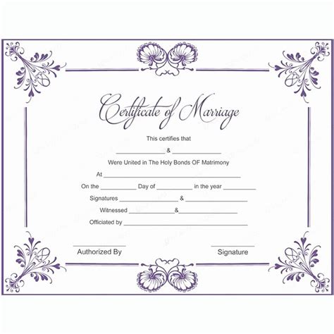 Printable Fake Wedding Certificate