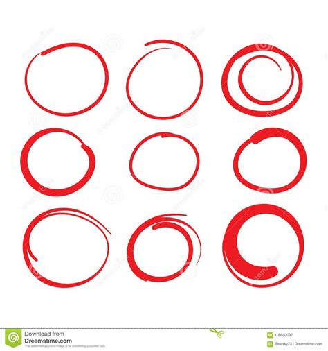 Red Circle Grading Marks With Swoosh Feel Marking Up Papers Stock