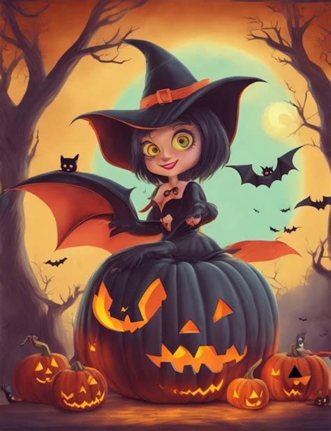 premium ai image illustration of a girl celebrating halloween