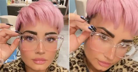 Demi lovato haircut lob choppy hair instagram choice awards slime anyone mtv ruined immediately speculating wasn but. Demi Lovato Is Sporting an Edgy Pink Pixie Cut: Photos ...