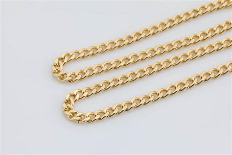 18k Gold Necklace Flat Cuban Curb Chain 3mm 35mm 4mm 6mm By Etsy