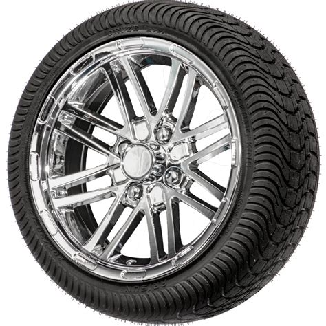 Golf Cart Wheels And Tires Combo 14 Chrome Talon And 23x10 14 Set