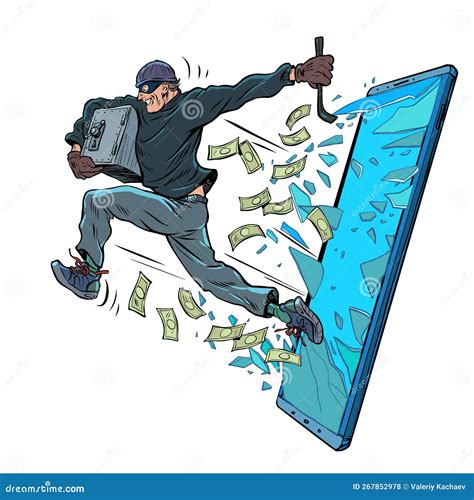 A Thief Steals Electronic Money through a Smartphone. Internet Fraud