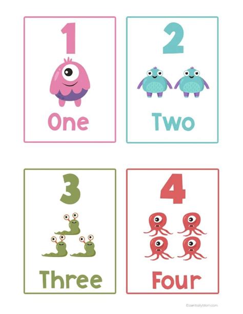 Monster Number Flash Cards Free Printable Number Flash Cards 1 20