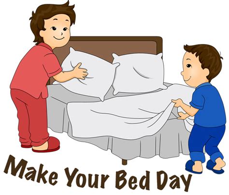 Child Fixing Bed Clipart Image
