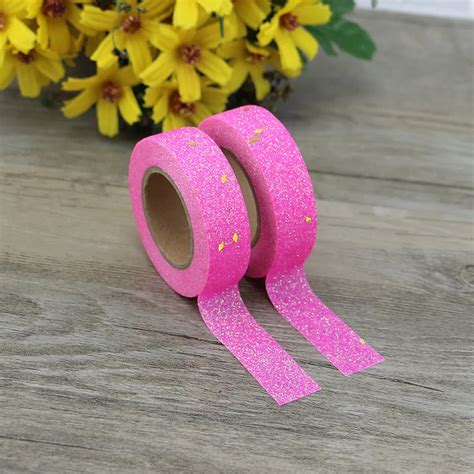 1x Pink Glitter Paper Washi Tape Set Japanese Scrapbooking Decorative