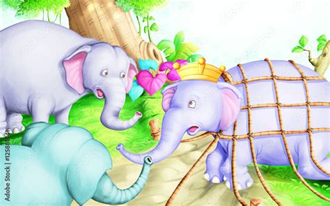 The Elephant And The Mice Story 10 11 Stock Illustration Adobe Stock