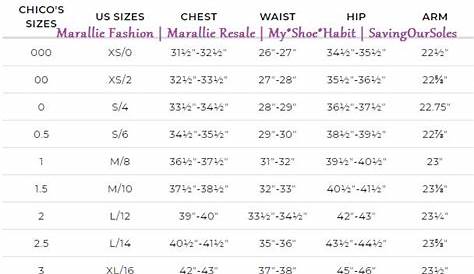 Chico's Size Chart | Junior outfits, Size chart, Chart