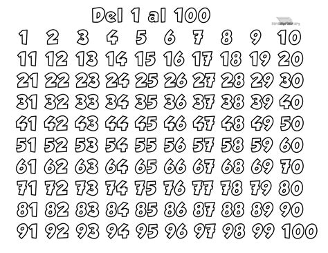 Los Numeros Del 1 Al 100 Para Imprimir 1650×1275 Matemáticas De