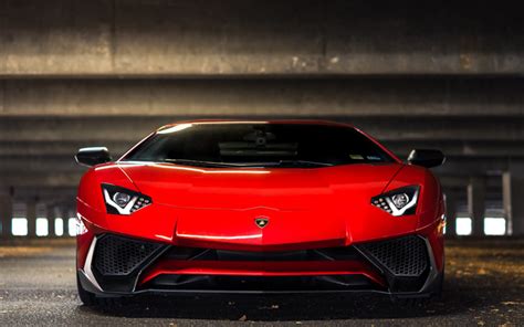 Download Wallpapers Lamborghini Aventador Front View Exterior Red