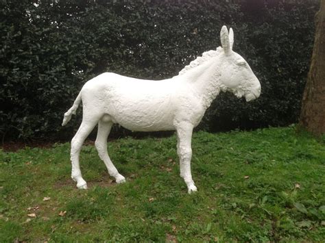 White Donkey Bronze Lifesize Standing Farm Statue Artparks