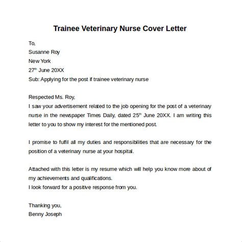 Veterinary Cover Letters