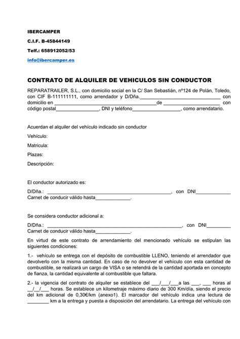 Auto Modelo De Contrato De Alquiler De Vehiculo Notic