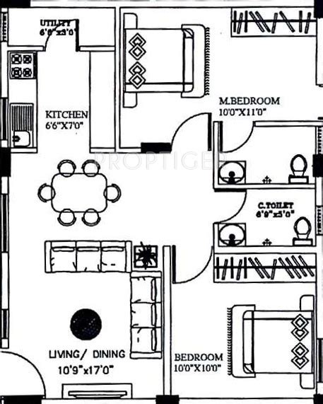 950 Sq Ft 2 Bhk Floor Plan Image Brahma Holdings Elite Available For