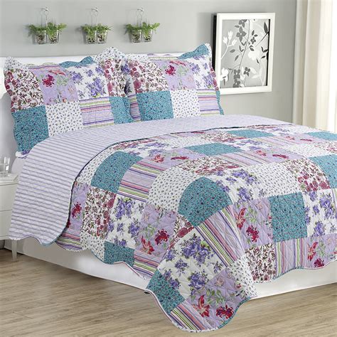 Kim 3 Piece Quilt Set Queen And King Size Purple