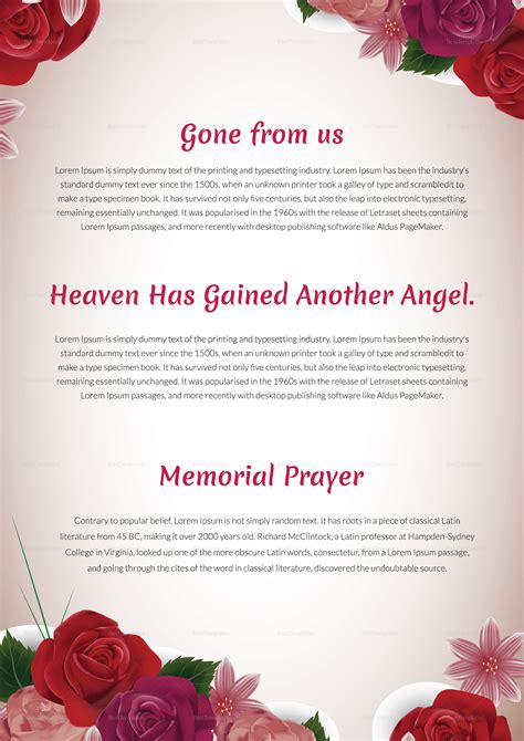 Funeral Memorial Service Program Template In Adobe Photoshop Microsoft