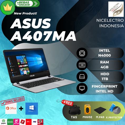 Jual Baru Laptop Asus Vivobook A407 A407ma Intel Celeron N4000 Ram 4gb
