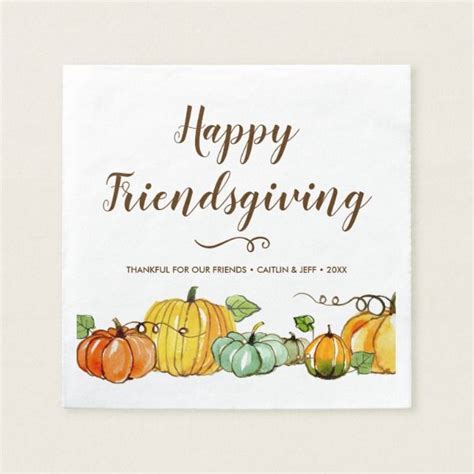 Happy Friendsgiving Thanksgiving Harvest Custom Paper Napkins Zazzle