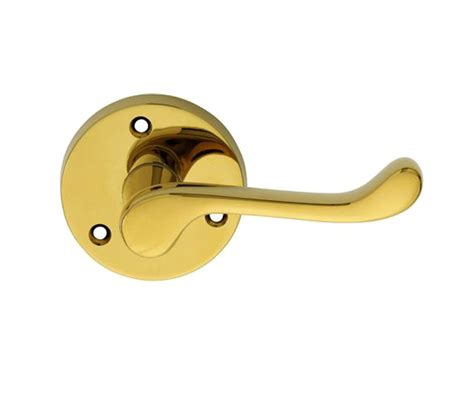 Victorian Scroll Traditional Door Handles On Round Rose Polished Brass