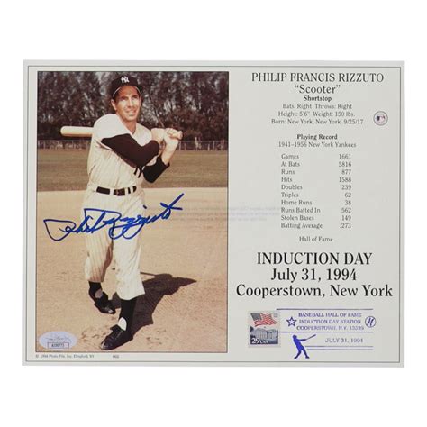 Phil Rizzuto Signed Yankees 8x10 Photo Jsa Pristine Auction