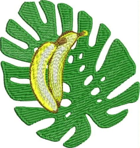 Bananas With Leaves Machine Embroidery Design Etsy