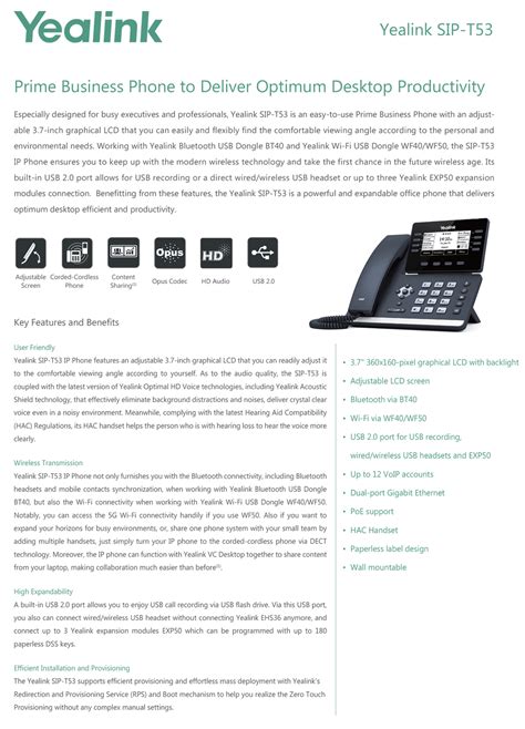 Buy Yealink Sip T53 12 Line Ip Hd Phone Networking Scorptec Computers