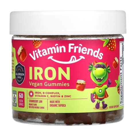 Vitamin Friends Iron Vegan Gummies Strawberry Jam 60 Pectin Gummies