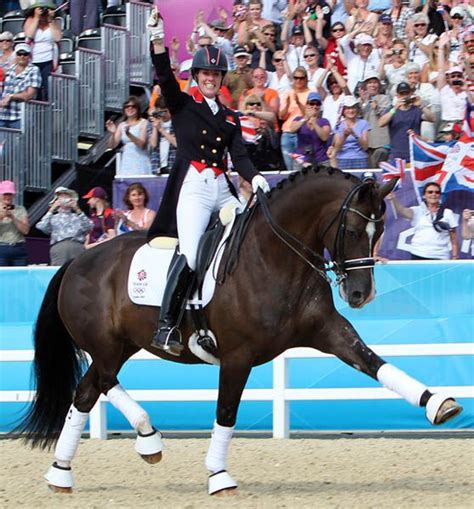 Charlotte Dujardin And Valegro Celebrating Their Historic 2012 Olympic Individual Gold Medal