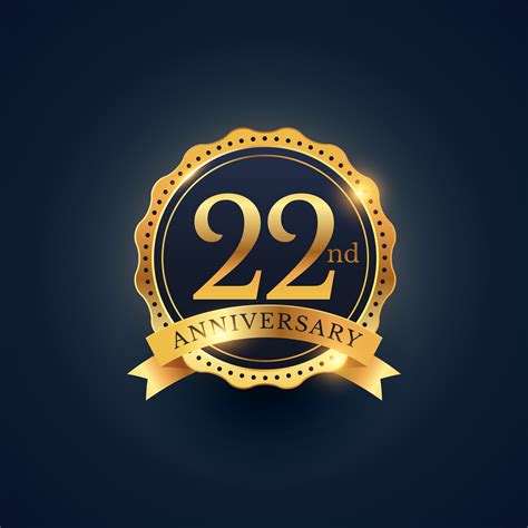 22nd Anniversary Celebration Badge Label In Golden Color Download