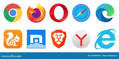 Set Of Popular Logo Internet Browsers Editorial Stock Image